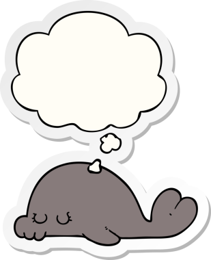 Düşünce baloncuklu karikatür mührü insan tarafından çizilmiş bir çıkartma.