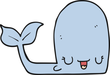 Bir insan tarafından çizilmiş mutlu bir balina.