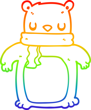 Bir insan tarafından çizilmiş eşarplı bir çizgi film ayısının çizimi