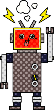 Bir insan tarafından çizilmiş çılgın bir robotun çizgi romanı.