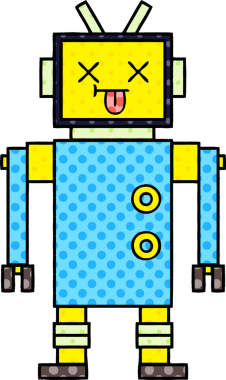 bir insan tarafından çizilmiş bir robotun çizgi roman tarzı