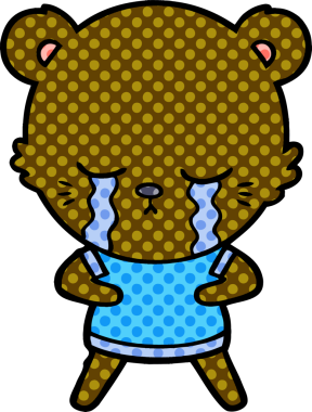 Bir insan tarafından çizilmiş ağlayan çizgi film ayısı.