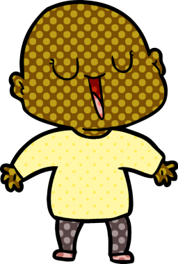 Bir insan tarafından çizilmiş mutlu, kel adam.