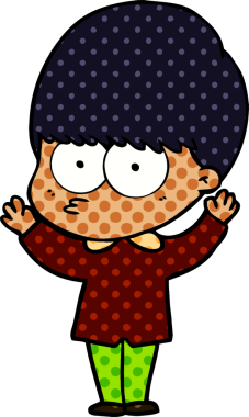 Bir insan tarafından çizilmiş sinirli çizgi film çocuğu.