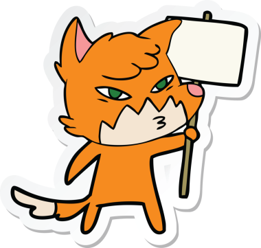 Bir insan tarafından çizilmiş akıllı bir tilkinin çıkartması.