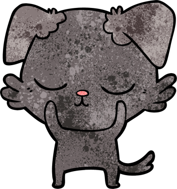 Bir insan tarafından çizilmiş şirin bir çizgi film köpeği.