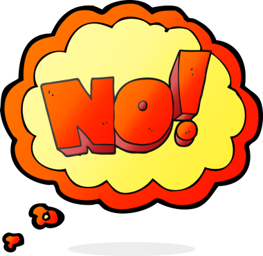 Serbest çizim düşünce balonu çizgi filmi HAYIR! Bir insan tarafından çizilmiş bağır