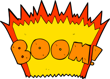 Bir insan tarafından çizilmiş çizgi roman patlaması.