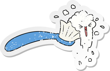 Bir insan tarafından çizilmiş diş fırçası ve diş macunu.