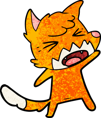 Bir insan tarafından çizilmiş kızgın çizgi film tilkisi.