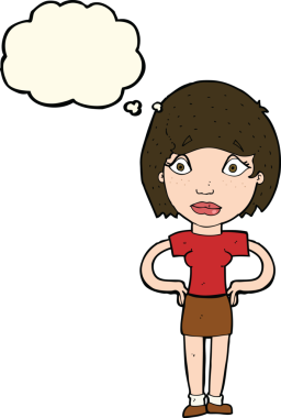 Bir insan tarafından çizilmiş düşünce balonu olan endişeli bir karikatür.