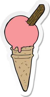 Bir insan tarafından çizilmiş karikatür dondurma etiketi.