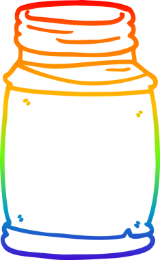 gökkuşağı gradyan çizgi çizimi bir insan tarafından çizilmiş cam bir kavanoz