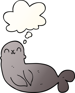 Düşünce baloncuğu olan karikatür mührü bir insan tarafından çizilmiş.