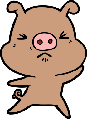 Bir insan tarafından çizilmiş kızgın domuz çizgi filmi.