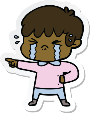 Bir insan tarafından çizilmiş ağlayan çocuk çizgi filmi çıkartması.