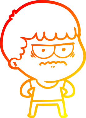 Bir insan tarafından çizilmiş, kızgın bir çizgi film karakteri.