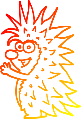 Bir insan tarafından çizilmiş sivri dikenli kirpinin sıcak çizgi çizimi