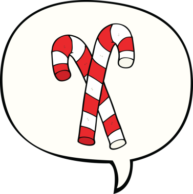 bir insan tarafından çizilmiş konuşma balonlu çubuk şekerler.