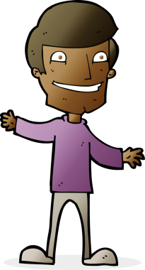 Bir insan tarafından çizilmiş sırıtan bir çizgi film adamı.