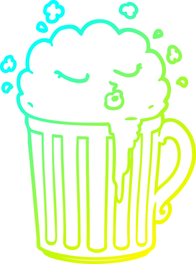 Bir insan tarafından çizilmiş bira bardağının soğuk gradyan çizimi.