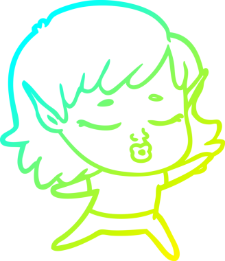 Bir insan tarafından çizilmiş güzel bir elf kızı çizimi.