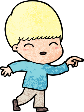 Bir insan tarafından çizilmiş mutlu çizgi film çocuğu.