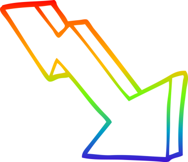 gökkuşağı gradyan çizgi çizimi bir insan tarafından çizilmiş bir iş kaybı oku