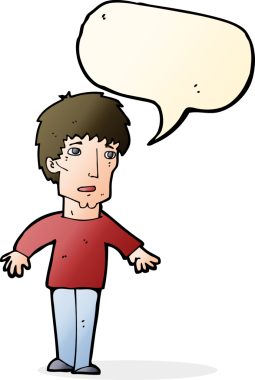 Bir insan tarafından çizilen konuşma baloncuğu ile bir adamı şaşırtan çizgi film.