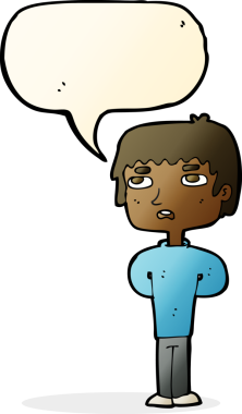 Bir insan tarafından çizilmiş konuşma balonu olan mutsuz bir adam çizgi filmi.