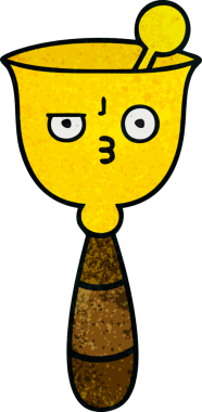 Bir insan tarafından çizilmiş okul çanının retro grunge desenli karikatürü.