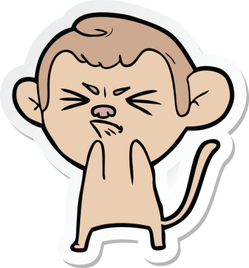 Bir insan tarafından çizilmiş sinir bozucu bir maymunun çıkartması.