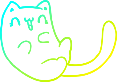 Bir insan tarafından çizilen çizgi film kedisinin soğuk gradyan çizgisi.