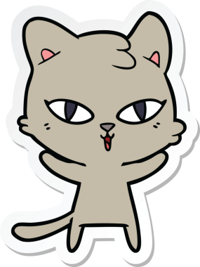 Bir insan tarafından çizilmiş çizgi film kedisinin çıkartması.