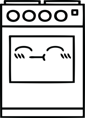 Bir insan tarafından çizilmiş bir mutfak fırınının çizgi çizimi