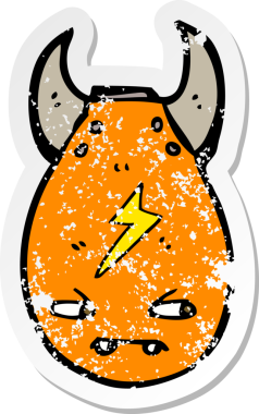 Bir insan tarafından çizilmiş bir karikatür bombasının gerilimli etiketi.