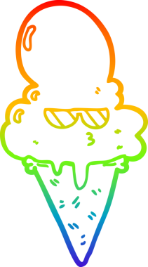 gökkuşağı gradyanı çizimi bir insan tarafından çizilmiş karikatür serin dondurma