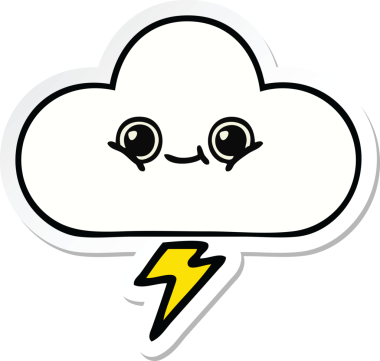 Bir insan tarafından çizilmiş şirin bir fırtına bulutunun çıkartması.