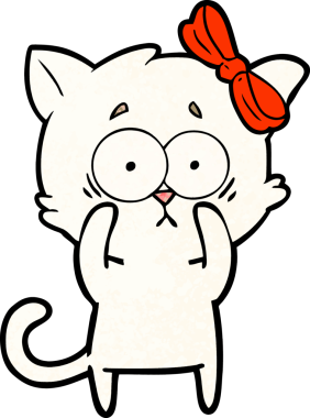 Bir insan tarafından çizilmiş çizgi film kedisi.