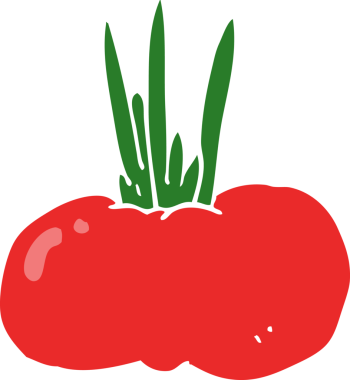 Bir insan tarafından çizilmiş düz renkli sebze karikatürü