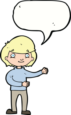 Bir insan tarafından çizilmiş konuşma balonu olan mutlu bir insan çizgi filmi.