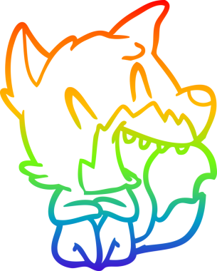 Bir insan tarafından çizilmiş gülen tilki çizgi filmi.