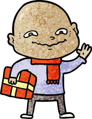 Bir insan tarafından çizilmiş, Xmas 'lı gergin bir adam.