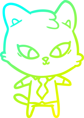 Bir insan tarafından çizilmiş bir çizgi film kedisinin soğuk gradyan çizgisi.