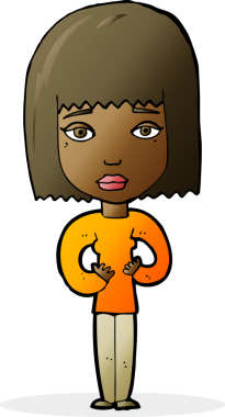 Bir insan tarafından çizildiğini gösteren karikatür kadın.