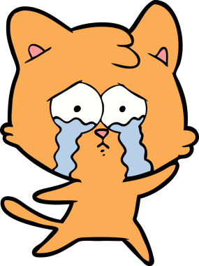 Bir insan tarafından çizilmiş ağlayan kedi çizgi filmi.