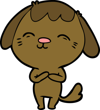 Bir insan tarafından çizilmiş mutlu çizgi film köpeği.