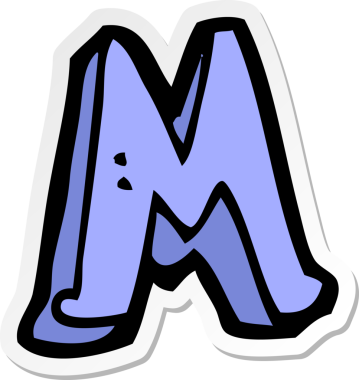 Bir insan tarafından çizilmiş M harfinin çıkartması.