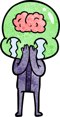 Bir insan tarafından çizilmiş koca beyinli bir uzaylı ağlaması.