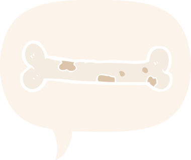 bir insan tarafından çizilmiş, konuşma baloncuklu çizgi film kemiği.